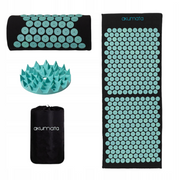 AKUMATA Akupresūros masažinis kilimėlis + kaklo volelis (Juodas + žydra)