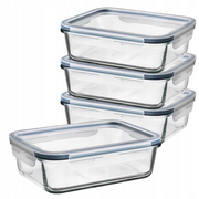 Stikliniai maisto indeliai su dangteliais 1 l, 4 vnt.
