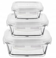 Stiklinių maisto indelių rinkinys 3 vnt. su dangteliais