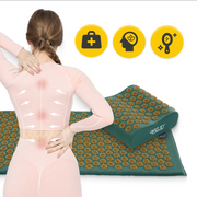 4FIZJO Akupresūros masažinis kilimėlis XL + kaklo volelis (Žalias + Ruda)