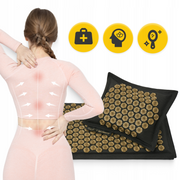 4FIZJO Akupresūros masažinis kilimėlis + kaklo volelis (Juodas + Ruda)