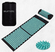 AKUMATA Akupresūros masažinis kilimėlis + kaklo volelis (Juodas + žydra)