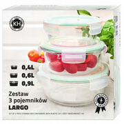 Stiklinių maisto indelių rinkinys 3 vnt (apvalūs)