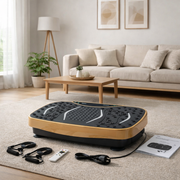 BOSTE vibracinė treniruočių platforma su pilotu ir pasipriešinimo juostomis, rudas/juodas