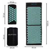 AKUMATA Akupresūros masažinis kilimėlis + kaklo volelis (Juodas + žydra)