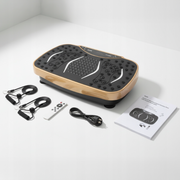 BOSTE vibracinė treniruočių platforma su pilotu ir pasipriešinimo juostomis, rudas/juodas