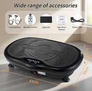 Vibracinė treniruočių platforma 200 W su 120 lygiais, Bluetooth muzika ir joga kilimėliu, juodas