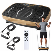 BOSTE vibracinė treniruočių platforma su pilotu ir pasipriešinimo juostomis, rudas/juodas