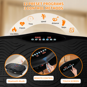 Vibracinė treniruočių platforma 200 W su 120 lygiais, Bluetooth muzika ir joga kilimėliu, juodas