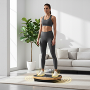 BOSTE vibracinė treniruočių platforma su pilotu ir pasipriešinimo juostomis, rudas/juodas