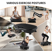 Vibracinė treniruočių platforma 200 W su 120 lygiais, Bluetooth muzika ir joga kilimėliu, juodas